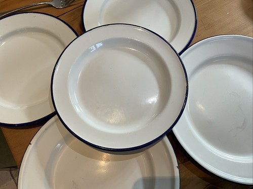 Vintage enamel metal blue and - enamel,