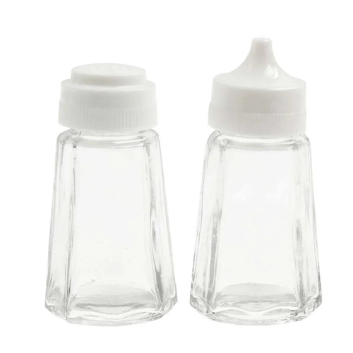 Clear glass salt and pepper - glass,