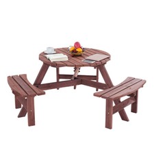 6 Seater Wooden Round Picnic