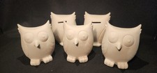 FIVE (5) Unpainted Ceramic Bisque Owl Bank - READY-TO-PAINT