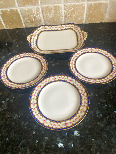 Cauldon floral blue gold - &,