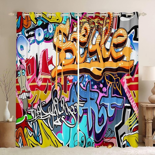 Hippie graffiti curtains - hippie,