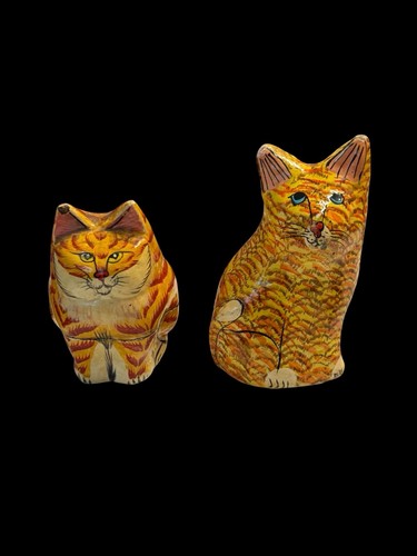 Vintage india paper mache cat - india,