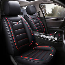 Full Set PU Leather Car Seat Covers Black Red Trim For Peugeot 207 307 407 508