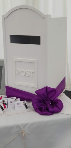 Handmade white wooden post box - post,