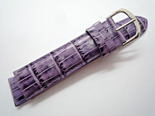 Krug Baumen 20 mm Purple (violet) Genuine Leather Watch Strap Silver Buckle 20mm