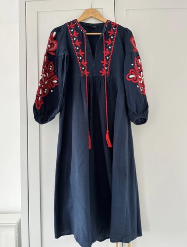 Zara embroidered midi - embroidered, smock