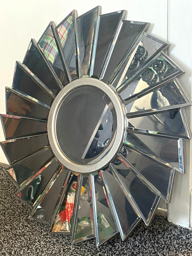Large silver sunburst - silver, wall