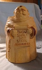 Treasure Craft Cookie Jar 12" - Friar Monk -THOU SHALL NOT STEAL COOKIES