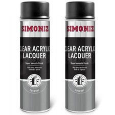 2 x Simoniz Clear Acrylic Lacquer Smooth High Gloss Aerosol Spray Paint 500ml