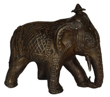 Standing Elephant Statue Old Victorian Handmade Brass Figure Home Office Decor