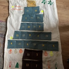 handmade Hanging fabric pocket advent calendar - Christmas Tree