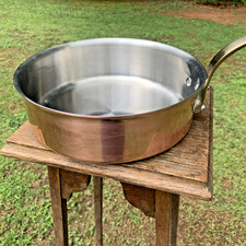 Mauviel By Williams Sonoma Copper 10" Saute Pan W/Lid Bronze Handle