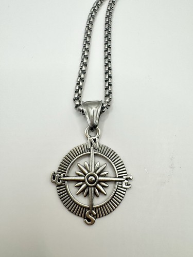 Compass silver pendant - compass,