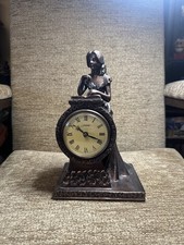 Vintage Juliana Quartz Mantel Clock with Lady Figurine Sculpture Pre-Owned Clock