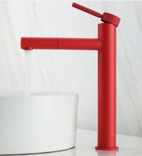 Red Kitchen Vessel Faucet 360°Rotating Spout Brass Deck Mounted Basin Sink Tap