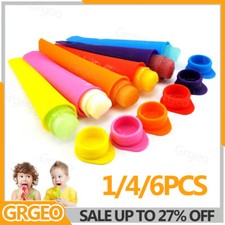 6PCS Silicone Pop Up Ice Lolly Cream Popsicle Mould Molds Frozen DIY Maker UK