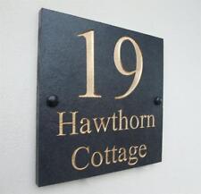 Engraved Natural Slate House Door Sign Name Number Plaque Gold Silver or White