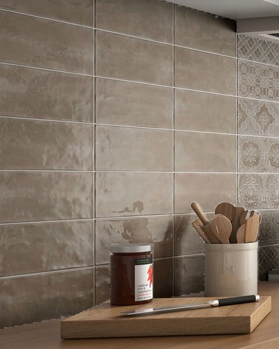 Brown taupe gloss ceramic wall - taupe,
