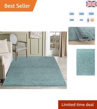 Elegant 80x150cm Duck Egg Blue Shaggy Rug - Machine Washable & Eco-Friendly