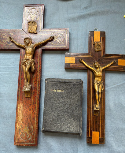 Two vintage wooden crucifix - two,
