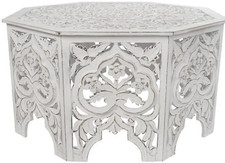 White Washed Carved Octagonal