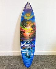 Wooden Hand painted Airbrushed Decorative Surfboard Plaque Tropical Ocean Sea