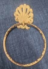 Vintage Cast Metal Shabby Chic Towel Ring, Ornate Bath Hand Towel Holder