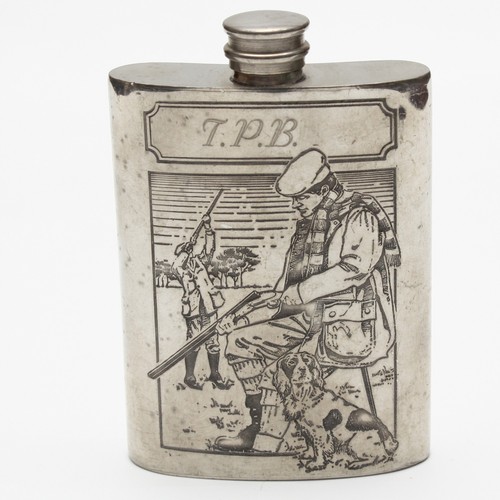 English pewter hip flask - pewter,