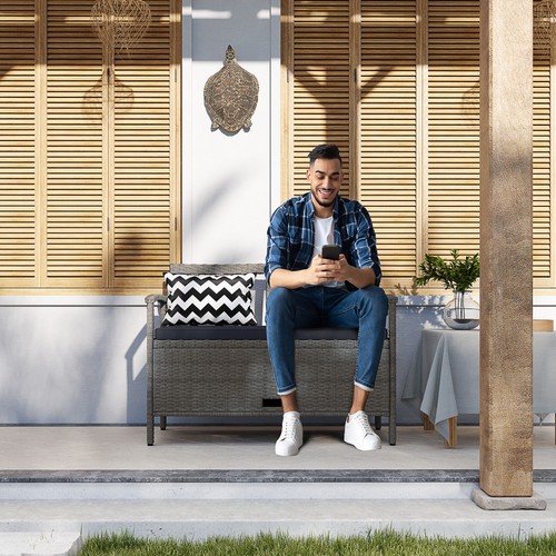 Seater rattan garden bench - rattan,