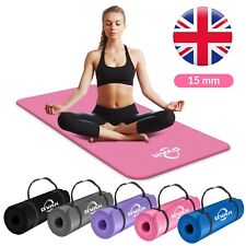 Extra Thick Yoga Mat 15MM Gym Workout Fitness Pilates Women Exercise Non Slip UK