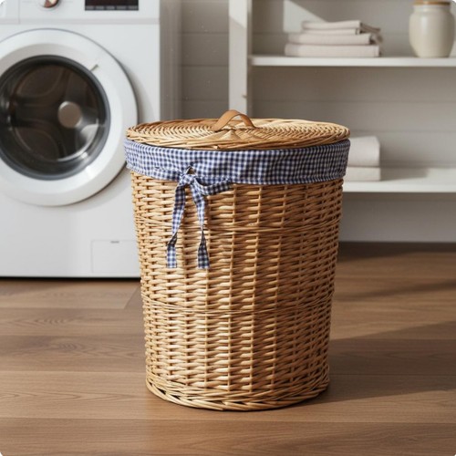 Round woven hamper large - hamper,