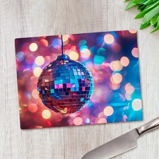 Sparkling Disco Mirror Ball Glass Chopping Board Large Kitchen Worktop Saver