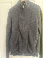 Hackett Lined Cardigan/Blouson Jacket. Size L. Grey Wool Mix. Good Condition