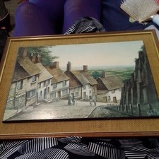 Vintage print Kevin Platt Gold Hill - Shaftesbury 37cm x 26cm