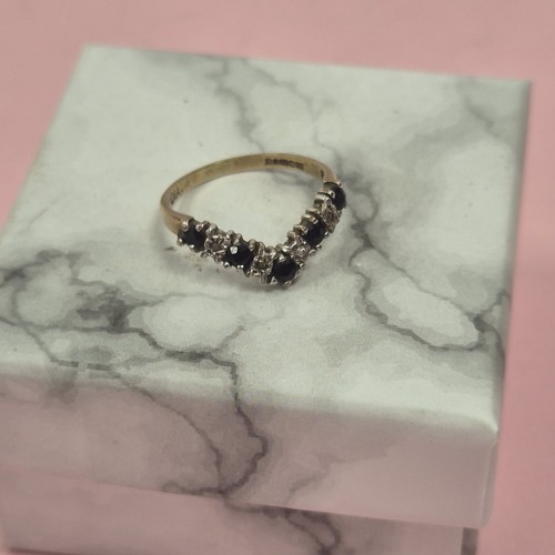 Vintage sapphire diamond 9ct - sapphire, &
