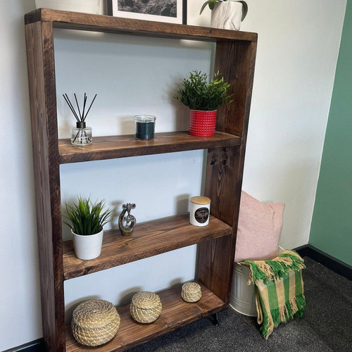 Rustic wood bookcase handmade - wood,