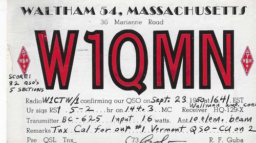 Qsl 1950 waltham radio - ,