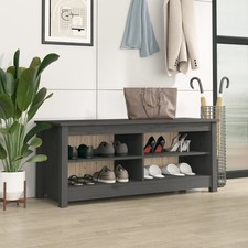 SVV Shoe Bench Grey 110x38x45.5 cm Solid Wood Pine