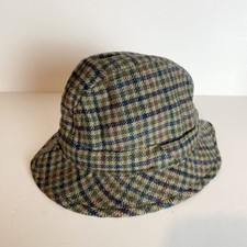 Christys’ Vintage Womens Green Check Tweed Trilby Hat Size 6 3/4 55cm