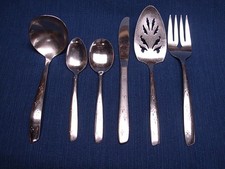 Mixed Lot 6 Pc Oneida Desert Sand Stainless Flatware Ladle Serving Fork Pie Vtg