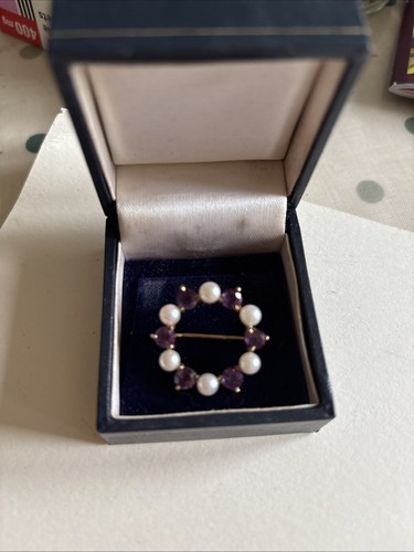 9ct gold pearl amethyst - gold,