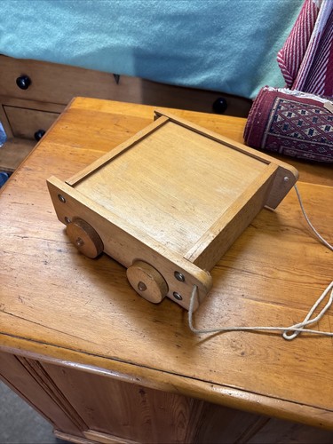 Vintage wooden pull - wooden, cart