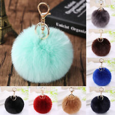 Soft Fluffy Faux Rabbit Fur Ball Keyring Charm Bag Pom Poms Pendant Keychain LOT