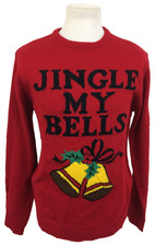 Cedar Wood State Men's Christmas Jumper Size L Red Graphic Print Stretch New F1