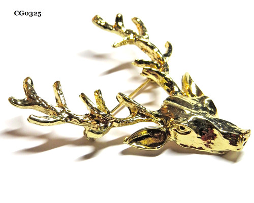 Gold plated brooch stag s - gold, of