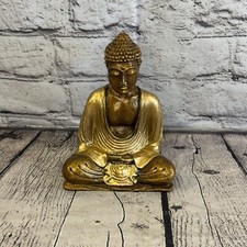 Gold & Bronze 15cm x 10cm Large Thai Buddha Sitting  Statue Resin Hindu