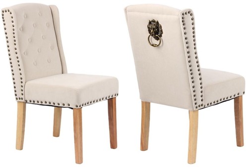 Beige velvet dining chairs - 2,