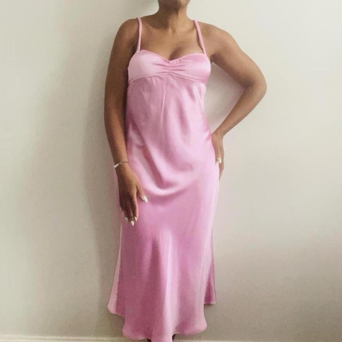Zara pink satin midi dress - satin,