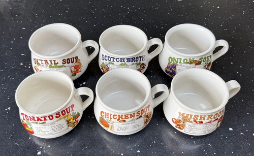 Vintage soup recipe mugs cups - vintage,